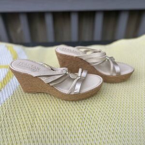 Italian Shoemakers Metallic Gold Wedge Sandals